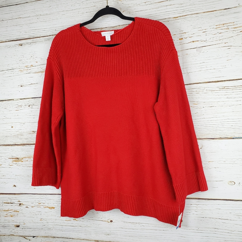 NWT Charter Club Red Side Button Sweater - Picture 3 of 6